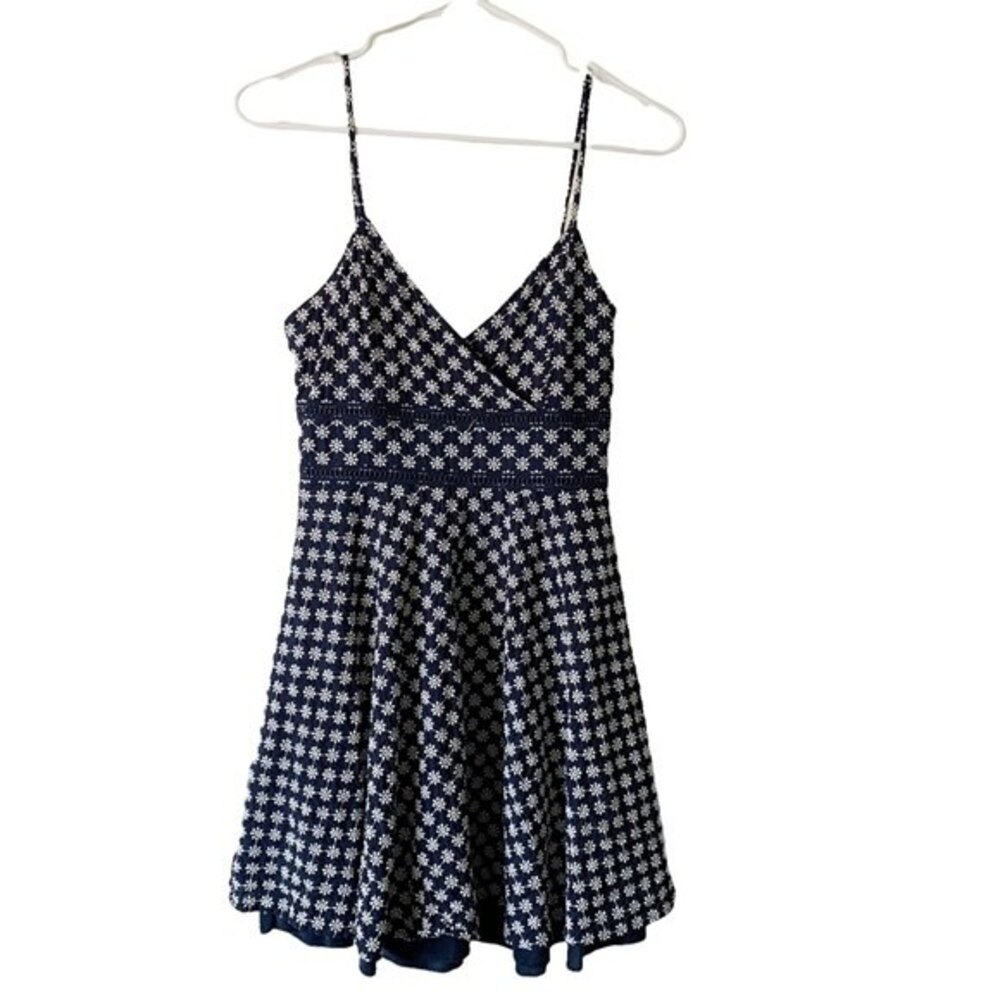 Trixxi Blue and White Floral Spaghetti Strap Mini Dress Size S Women